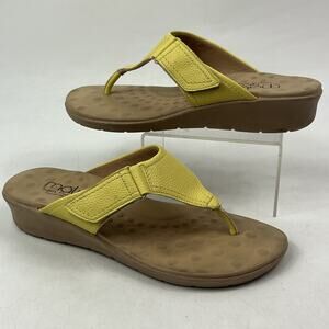Malu Womens Thong Sandals Size 7 Yellow Super Comfort Wedge Flip Flops Brazil